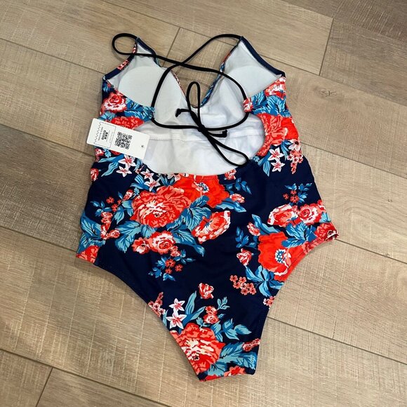 EKOUAER WOMENS SIZE LARGE ONE-PIECE RED BLUE SWIMSUIT NEW - Picture 5 of 9